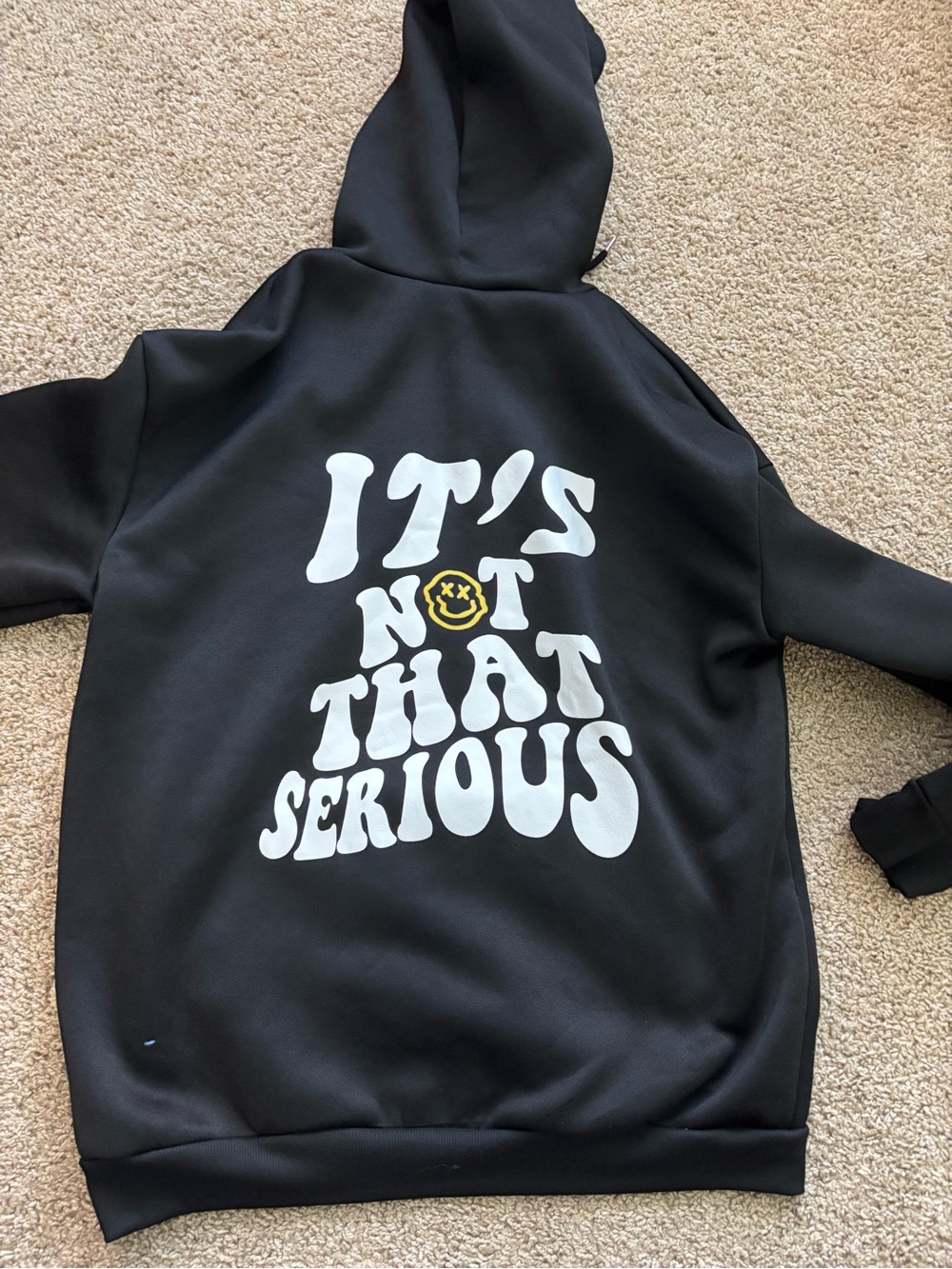 Black Graphic Hoodie "It's Not That Serious"